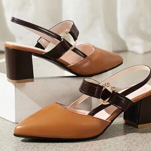 New Brown sling back heels size 41